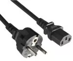 Power cord Europe CEE 7/7 straight to C13, 0,75mm², VDE, black, length 1.80m